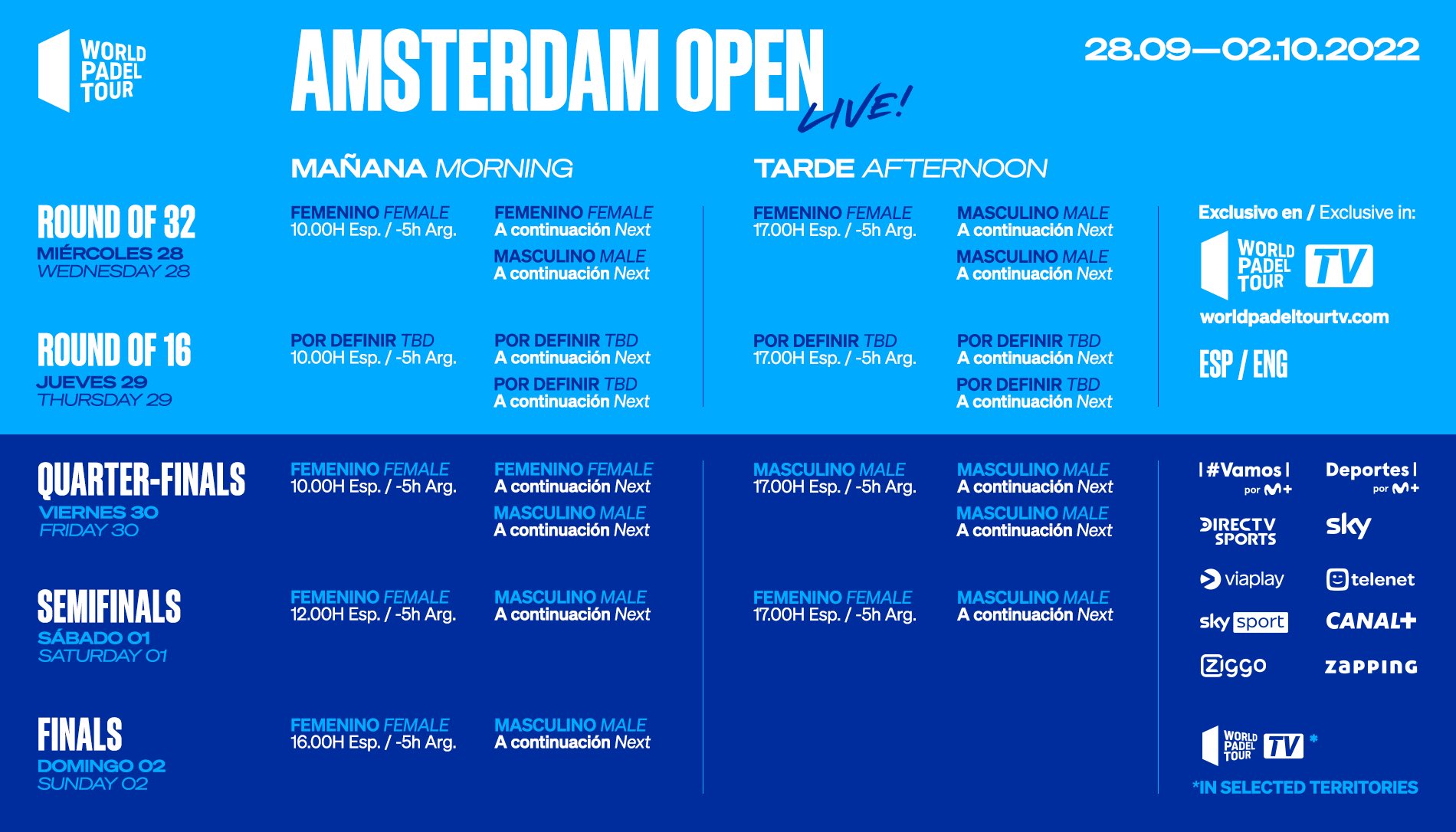 Horarios del streaming del Amsterdam Open 2022