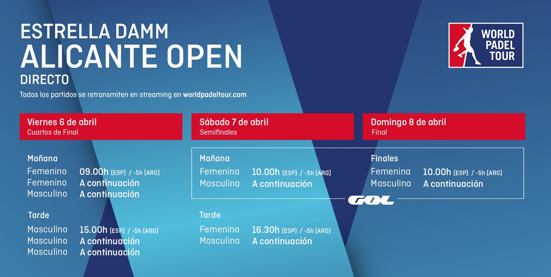 Ya se conocen los horarios del streaming del Alicante Open