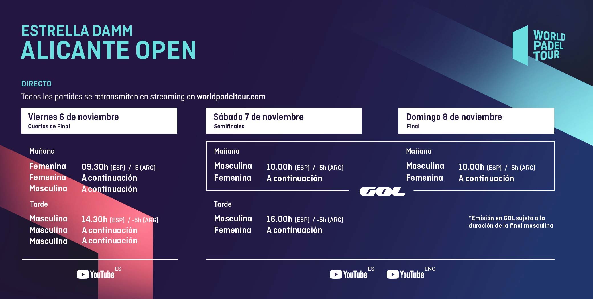 Horarios y dónde ver el streaming del Alicante Open